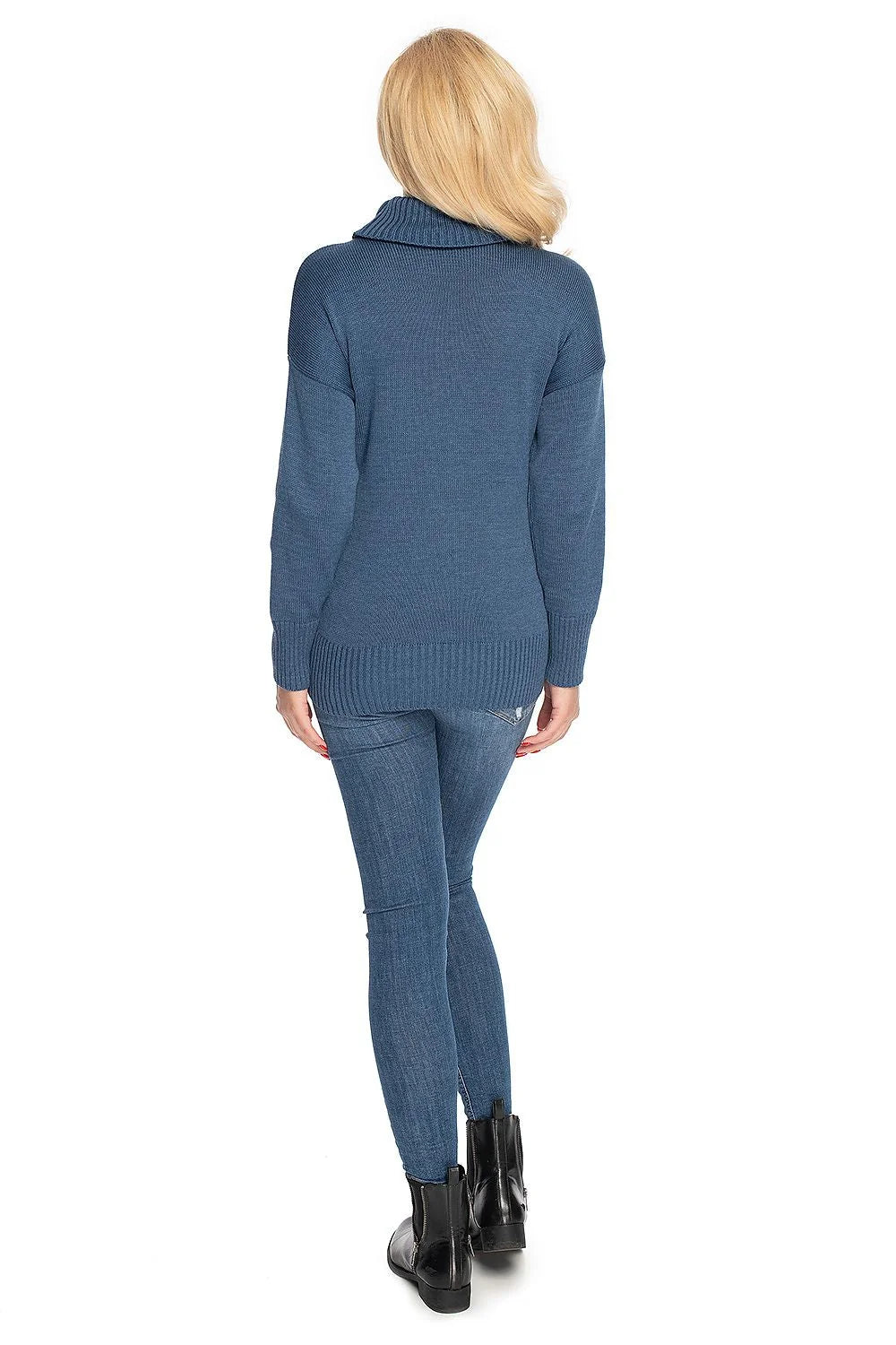 Pull grossesse coton acrylique style décontracté col roulé blanc ample chaud pour futures mamans