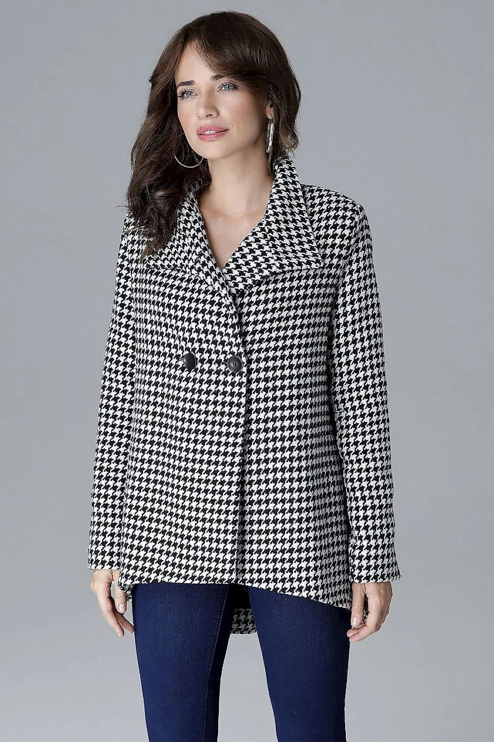 Veste pied-de-poule laine chic classique élégante automne pour femme moderne et audacieuse tendance