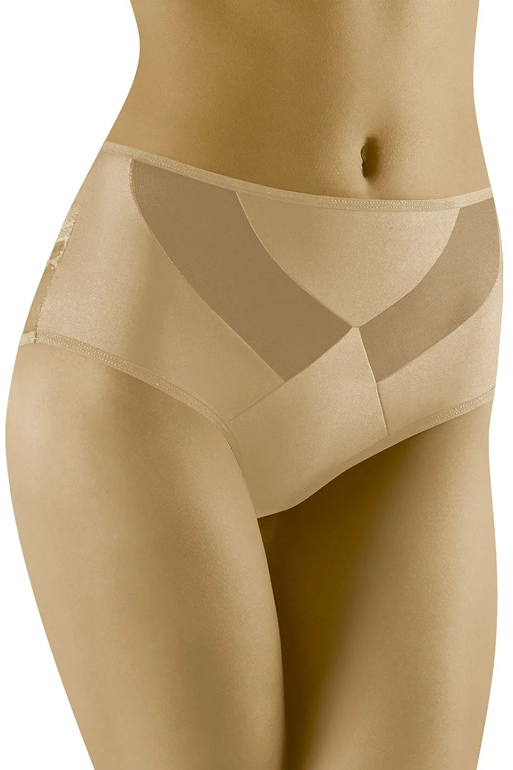 Culottes féminines haute gamme design minimaliste matières nobles dentelle tulle beige clair taille haute confort⼥