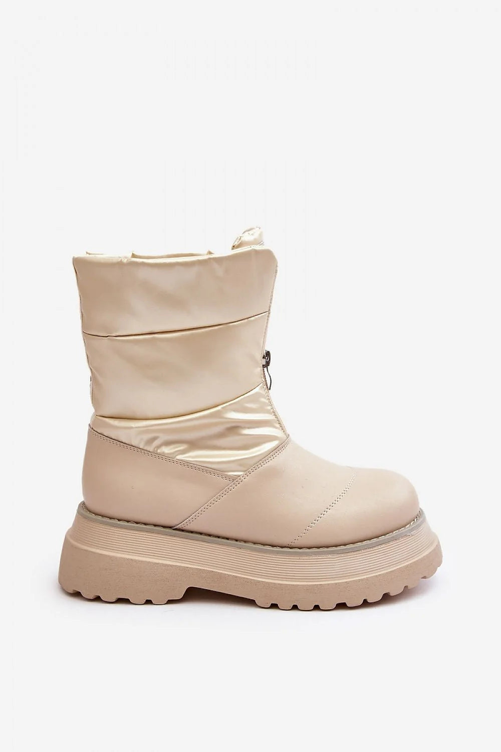 Bottes de neige Step in style en cuir écologique et textile, design moderne fonctionnel, couleur beige, femmes, confort et style
