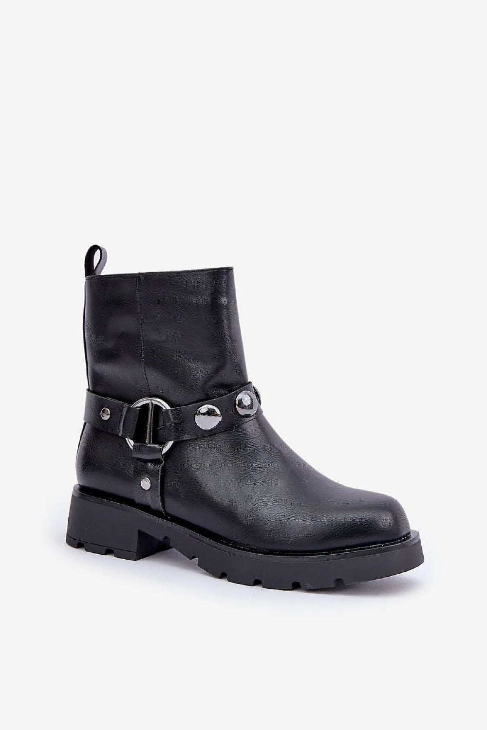 Bottes élégantes pour femmes en cuir artificiel style biker noir talon plat hauteur mi-mollet fermure éclair confortable mode urbain