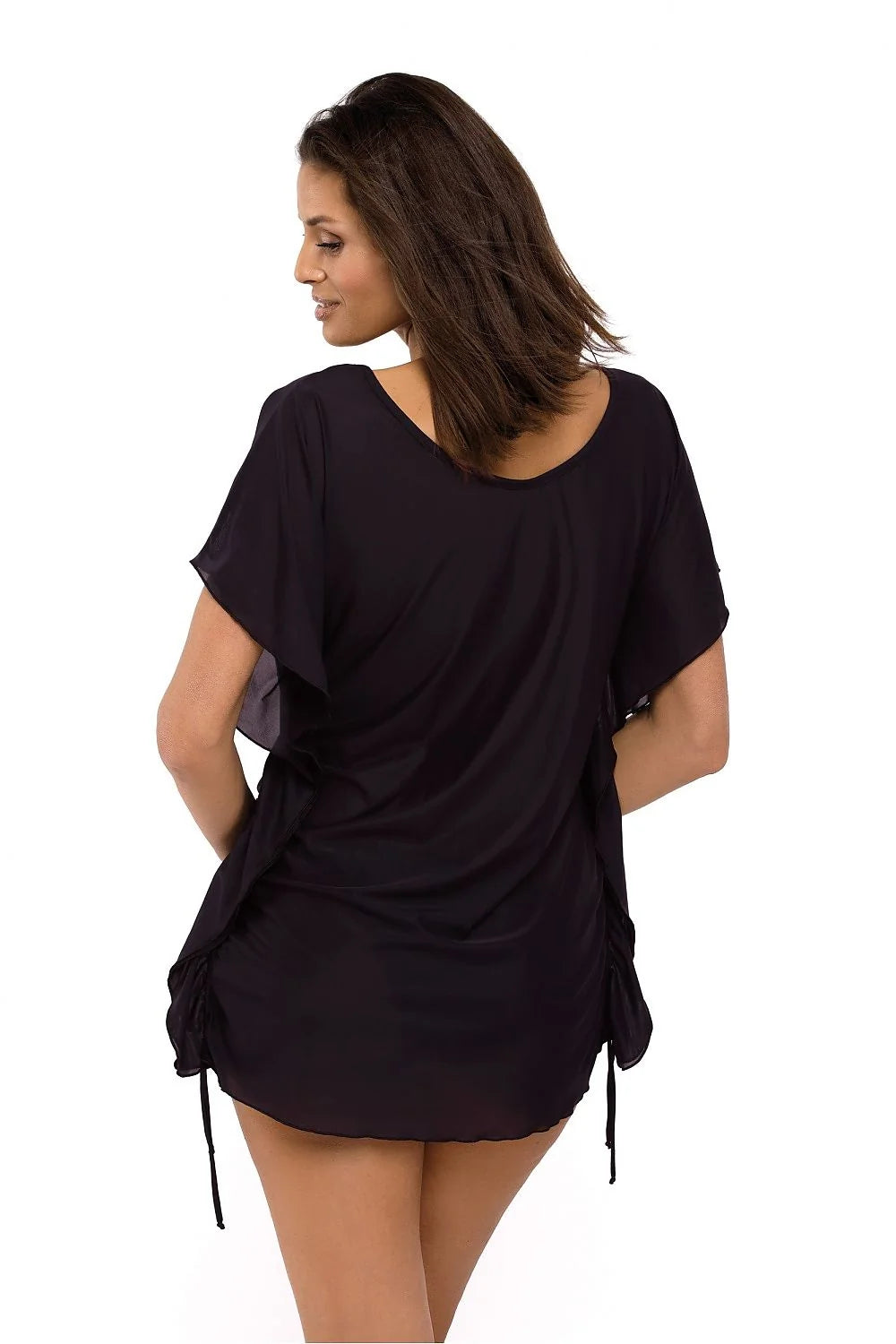 Tunique de plage en coton fluide chic et féminine avec volants ajustables pour été élégant