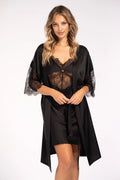 Peignoir Unikat robe de chambre satin dentelle couleur noire confort élégance soirée détente occasion spéciale ajustable doux luxueux