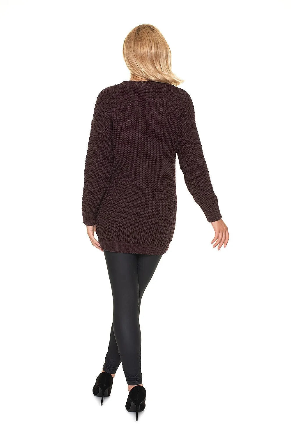 Chandail grossesse en maille tricotée blanc torsades confort élégant hiver mode féminine décontracté