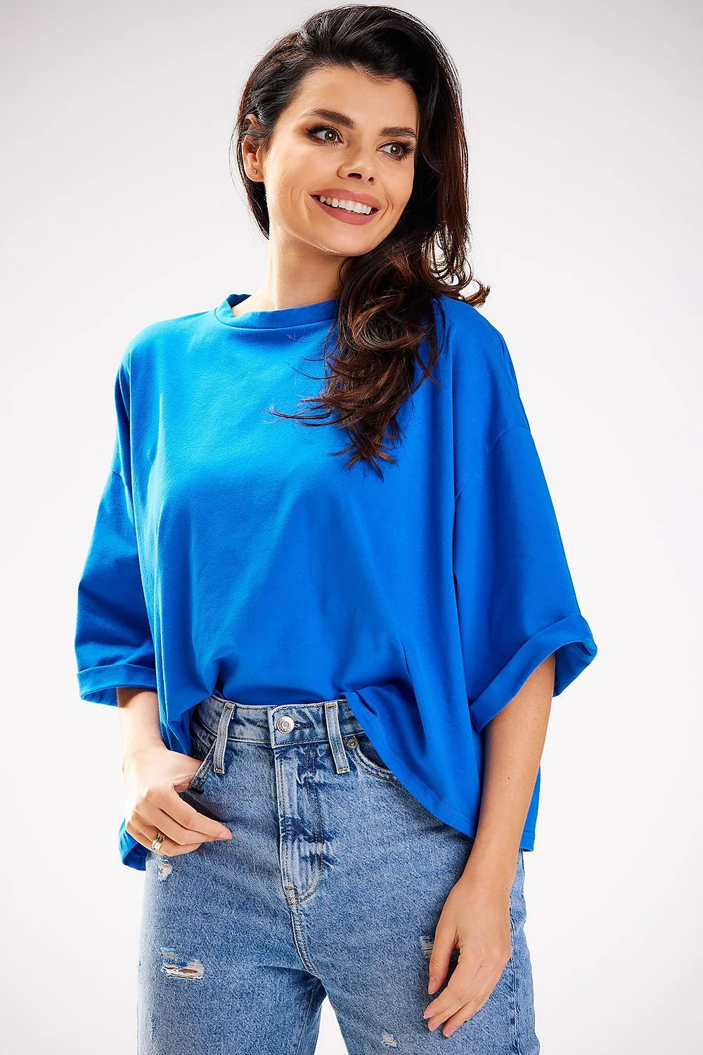 Chemisier Infinite You Blouse Femme Manches larges Encolure ronde Coton Lycra 6 couleurs Casual Élégant Confort Taille universelle Mode Été