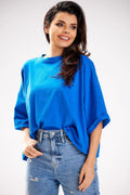 Chemisier Infinite You Blouse Femme Manches larges Encolure ronde Coton Lycra 6 couleurs Casual Élégant Confort Taille universelle Mode Été
