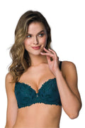 Soutien-gorge push-up vert Zephyr élégant dentelle floral tissu élasthanne ajustables maintien confort femmes