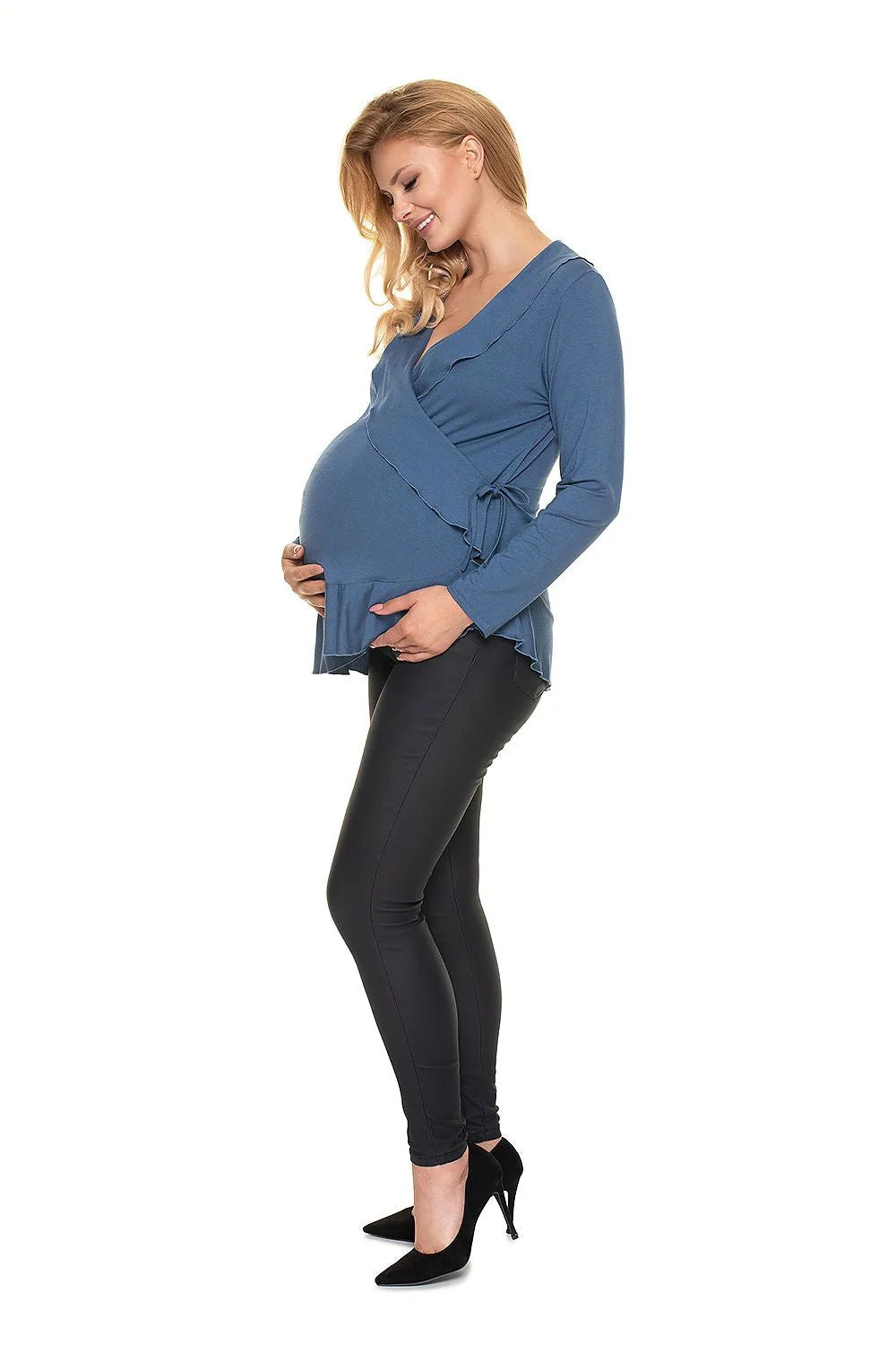 Top Maternité en Coton Noir Élégant et Confortable à Manches Longues pour Future Maman Chic