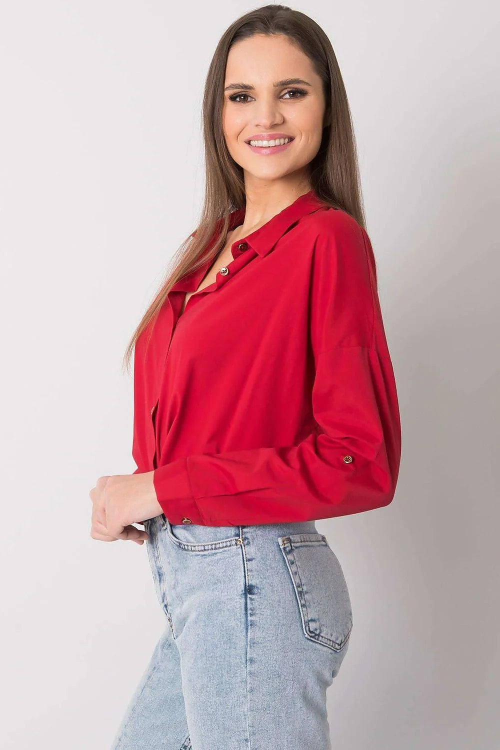Chemise femme beige taupe ample coton polyester style décontracté élégante boutons marron oversize