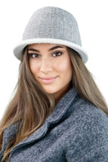 Chapeau d'hiver élégant pour femme en laine acrylique style cloche motif carreaux beige
