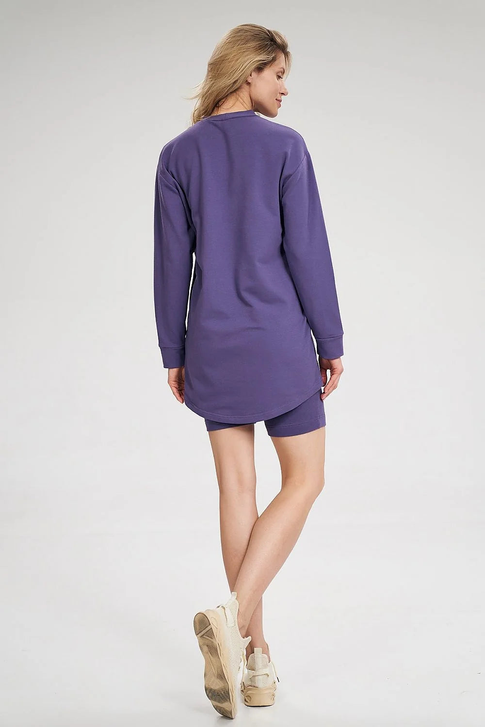 Ensemble femme coton élasthanne style décontracté élégant haut manches longues volants short tendance confortable