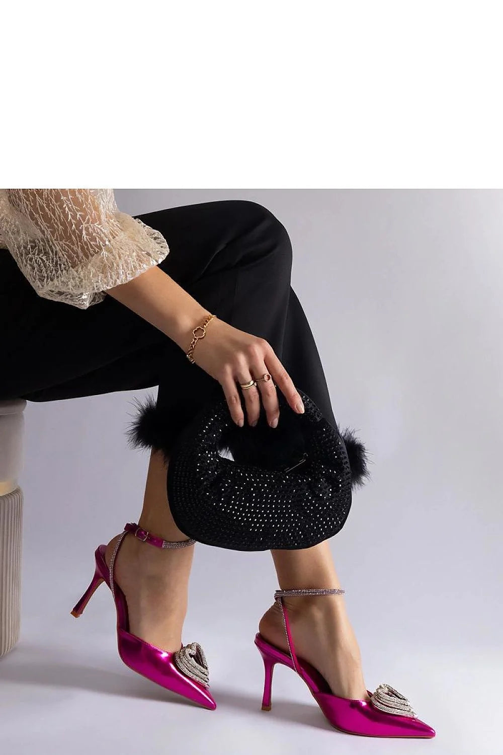 Escarpins à talons hauts Solea design ouvert zircons cuir synthétique talons stables confort occasions spéciales femmes