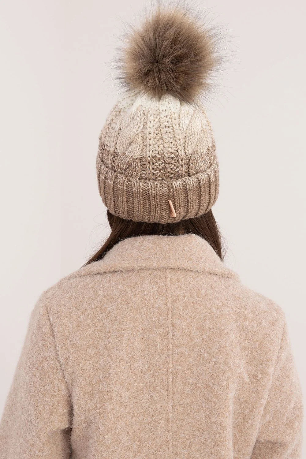 Bonnet d'hiver pour femme en tricot style décontracté pompon en fausse fourrure motif écossais doublure polaire