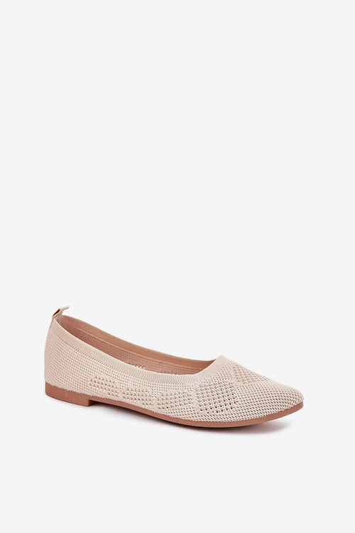 ballerines femme beige maille tricotée ajourée respirante stretch bout pointu semelle synthétique flexible plate légères confortables élégantes sophistiquées urbaines polyvalentes