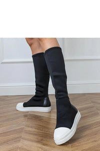 Bottes cuissardes noires stretch modernes élégantes semelle plateforme confortables pour look décontracté et chic