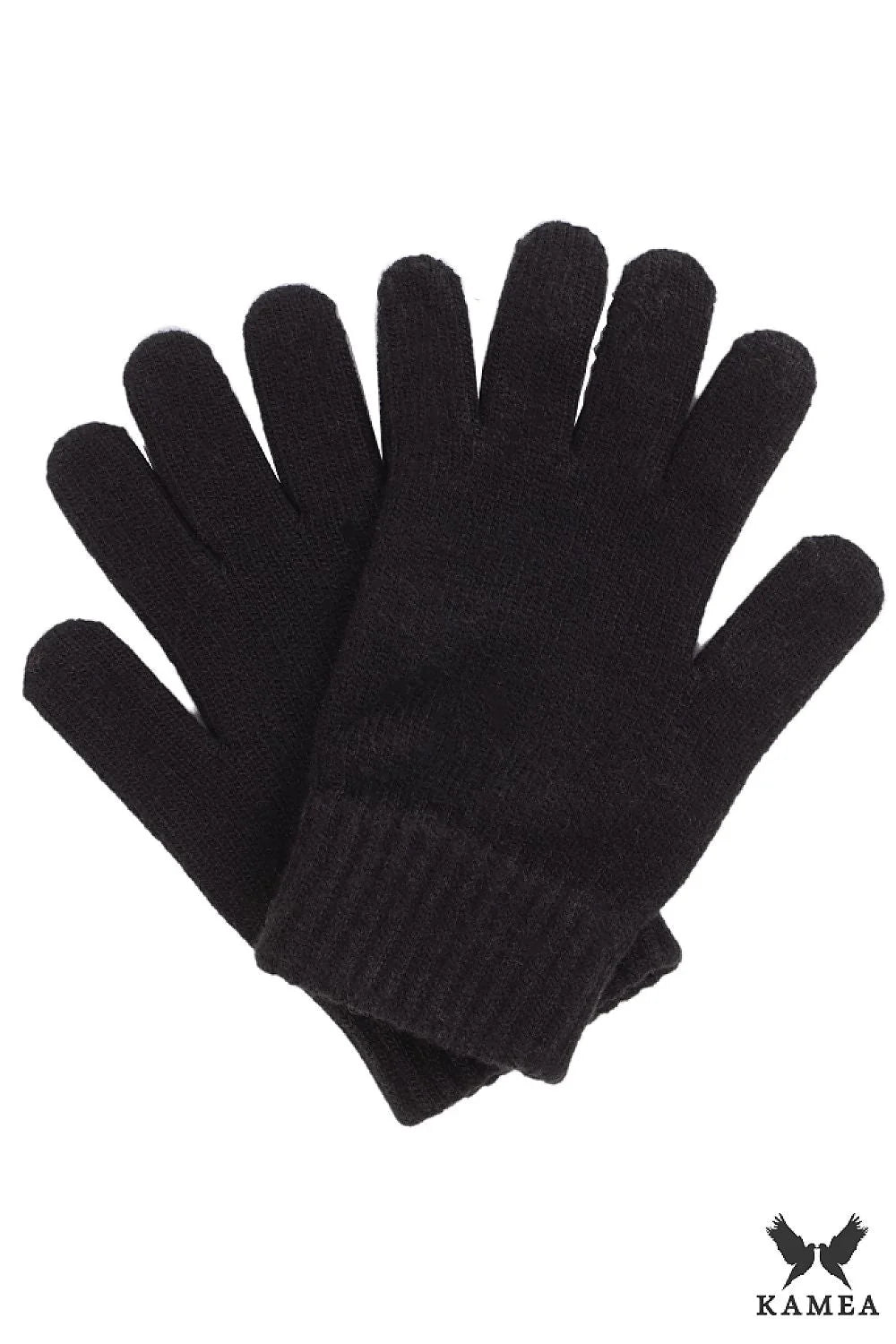 Gants d'hiver pour femmes élégants en noir matériau haute qualité coupe ajustée poignets élastiques Kamea Pologne