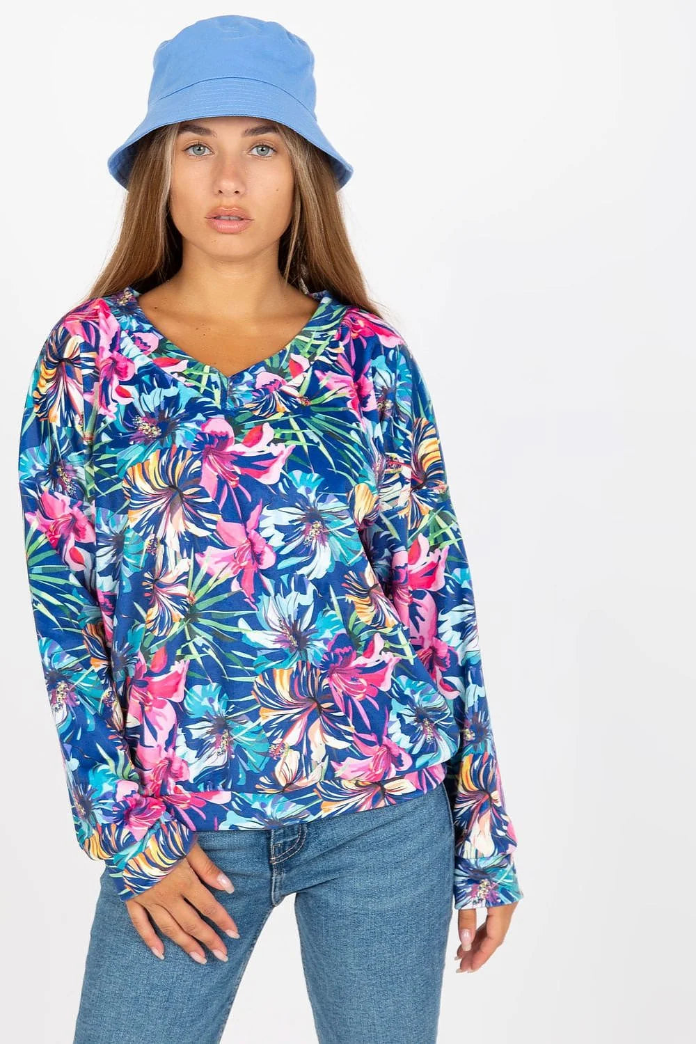 Chemisier femme style tropical floral coloré manches longues en velours elastane 10 viscose 90 pour été décontracté