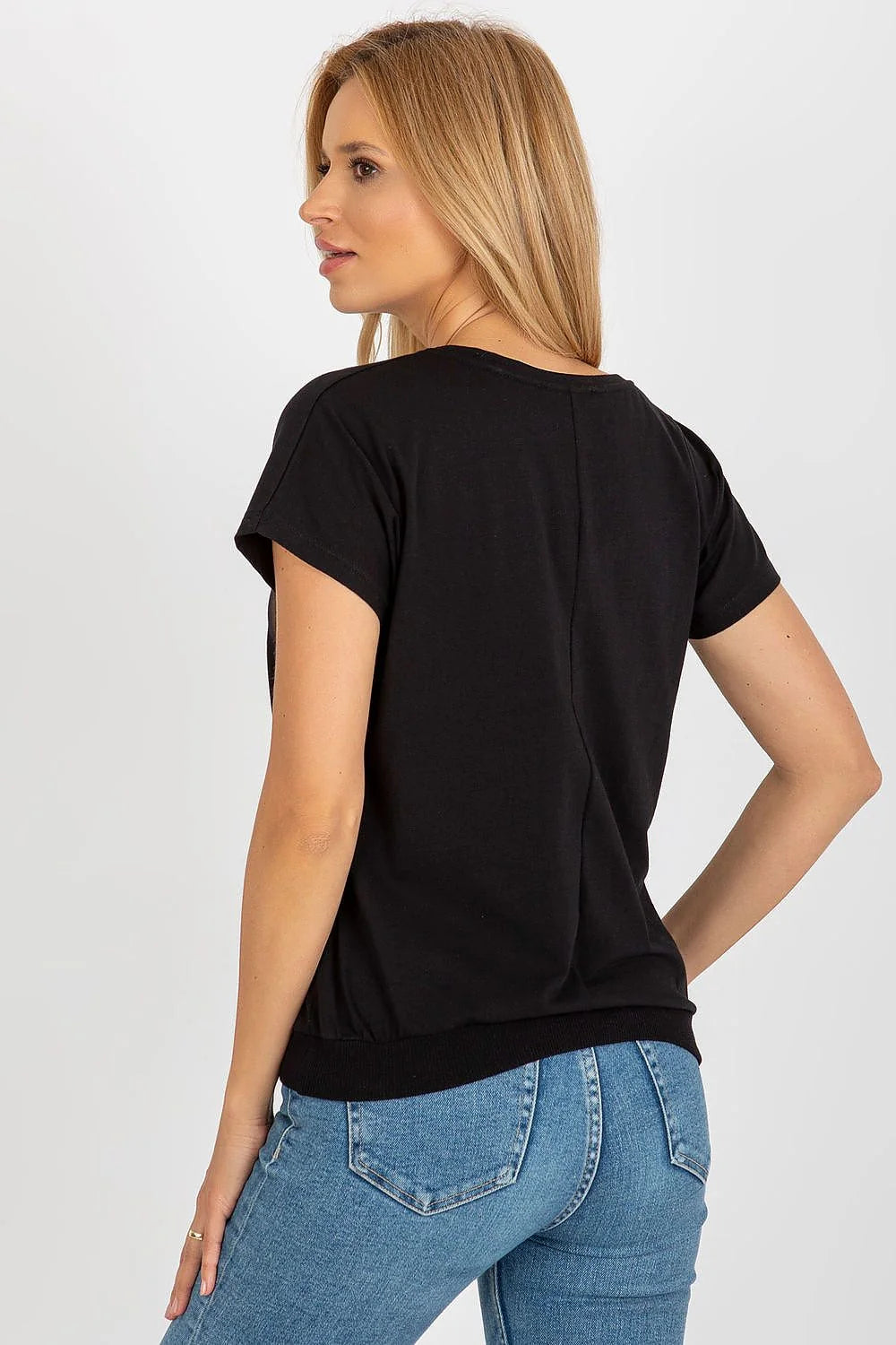 Chemisier pour femme moderne design chic couleur noire imprimé Dreams Come True coton élasthanne coupe droite manches courtes