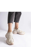 Baskets tendance femme beige crème semelle massive cuir synthétique maille respirante style urbain moderne basse confort
