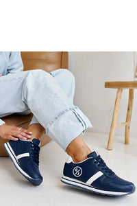 Baskets femmes CROSS JEANS bleu marine style sportif design moderne confortable laced cuir écologique