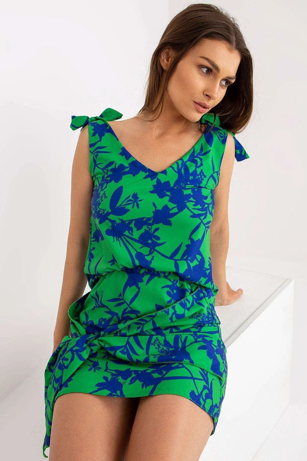 Top sans manches floral tropical femme col V nœuds décoratifs coupe ajustée style casual matériau respirant polyester 100% Taille S M L