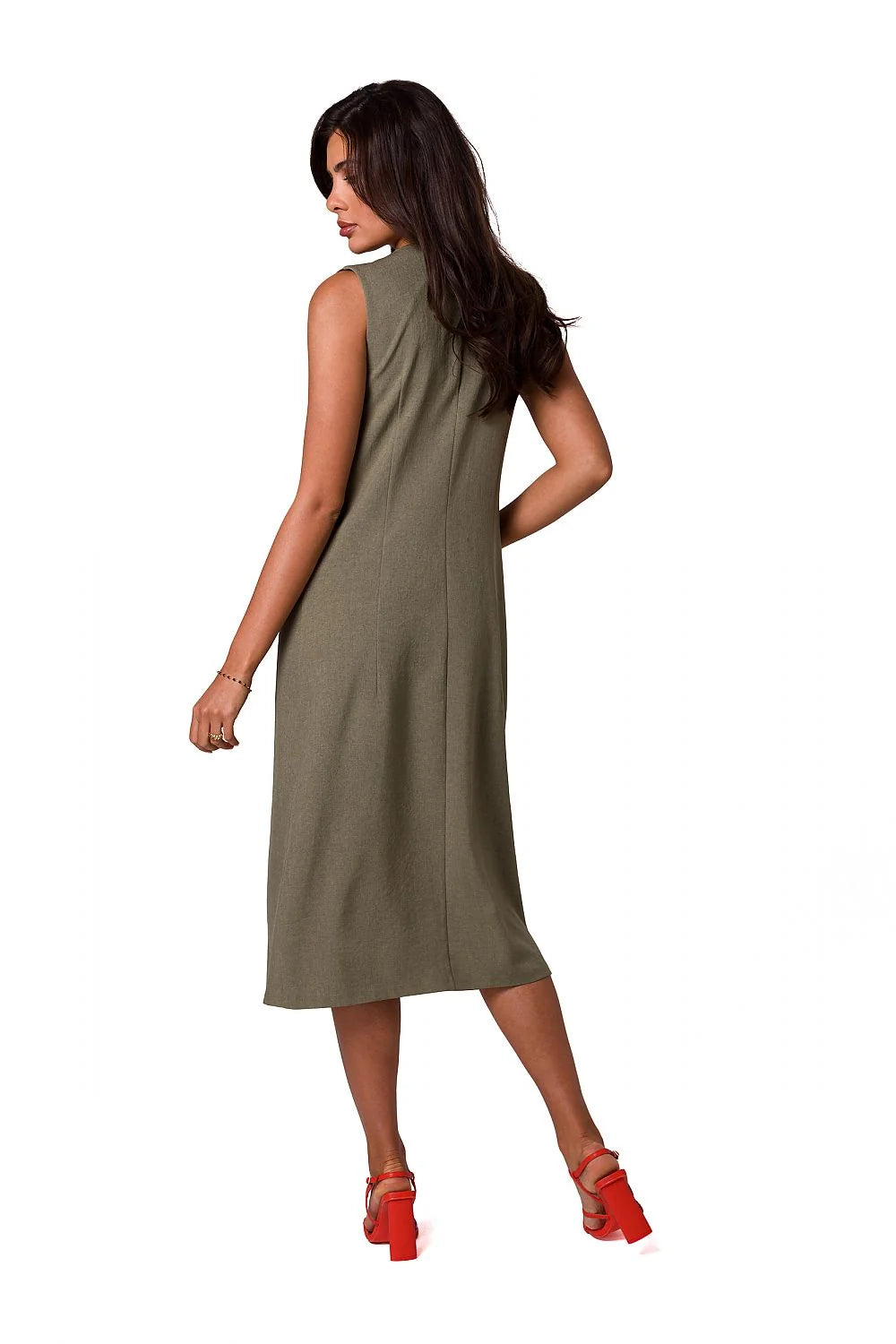 Robe blazer sans manches style élégant pour femme, coupe ajustée, blanche, polyester, occasion formelle, été