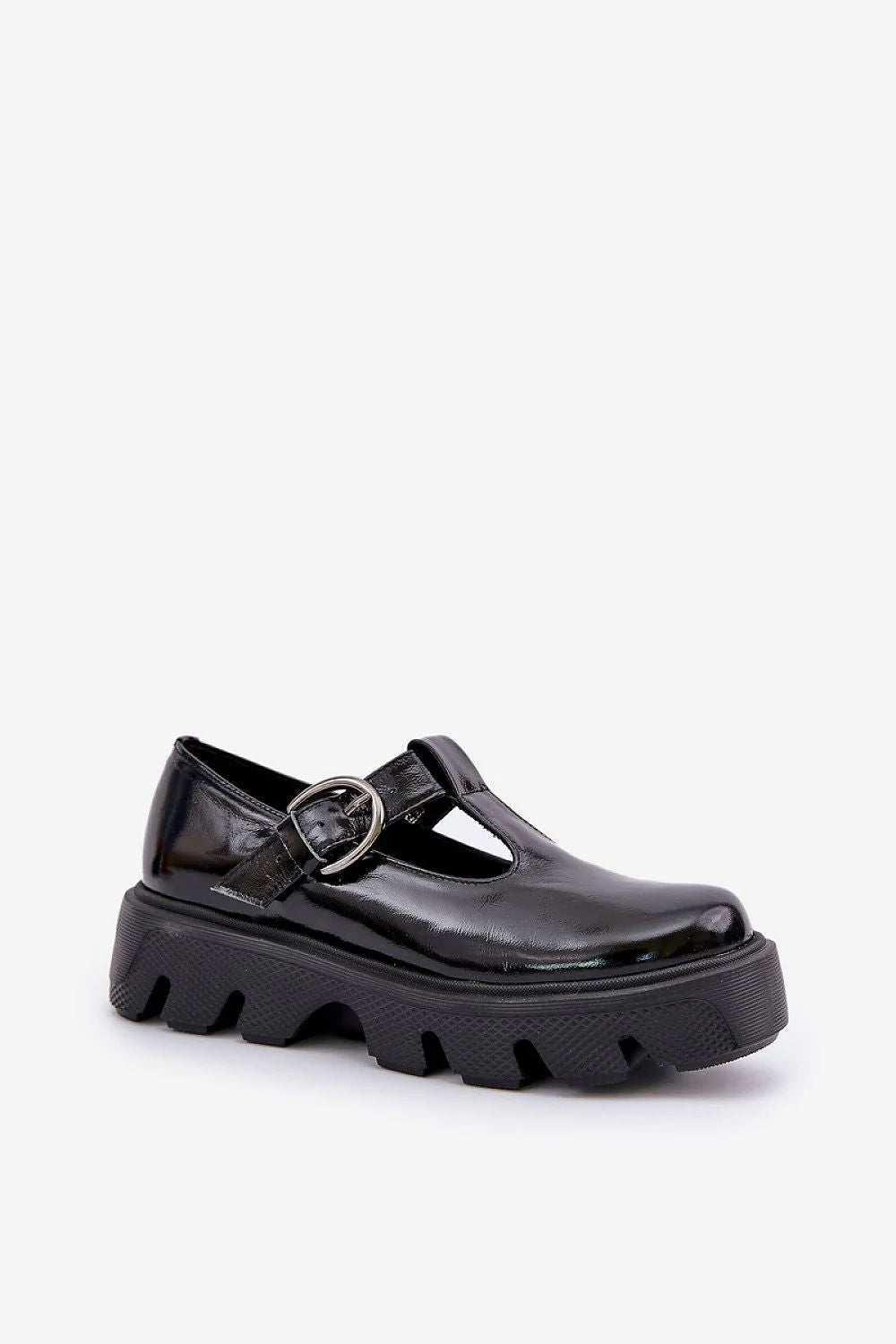 Chaussures plates Mary Jane basses femme style audacieux cuir verni noir semelle épaisse plateforme ajustement parfait