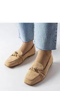 Mocassins pour femmes en suédine beige clair bout carré style décontracté élégance intemporelle confort quotidien