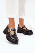 Chaussures basses élégantes pour femme, cuir artificiel verni, design rétro moderne, Mary Jane, plateforme, talon plat, style audacieux, confortable, mode