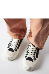 baskets femmes Castanthei Solea sneakers toile noire accents offwhite lacets écrus œillets métalliques semelle plateforme blanche nervurée