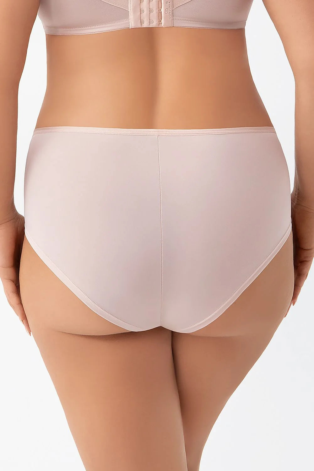 culotte taille haute nude microfibre lisse beige empiècements tulle dentelle florale couvrante ceinture élastiquée maintien confortable doublure coton finitions plates