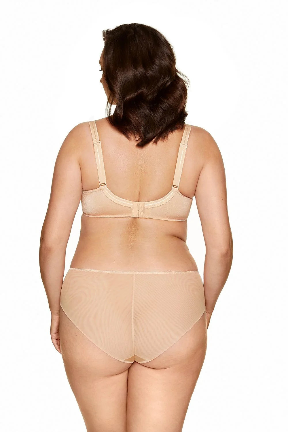 Soutien-gorge et culotte en dentelle nude, doux, sexy, style épuré, matières légères, ajustables, dos lisse, élastique