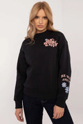 Sweatshirt femme manches longues couleur noire style hippie graphique tendance