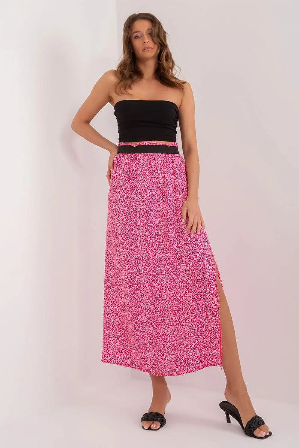 Jupe longue Sublevel motif animal viscosé taille haute élastiquée fente latérale femme élégance confort quotidien
