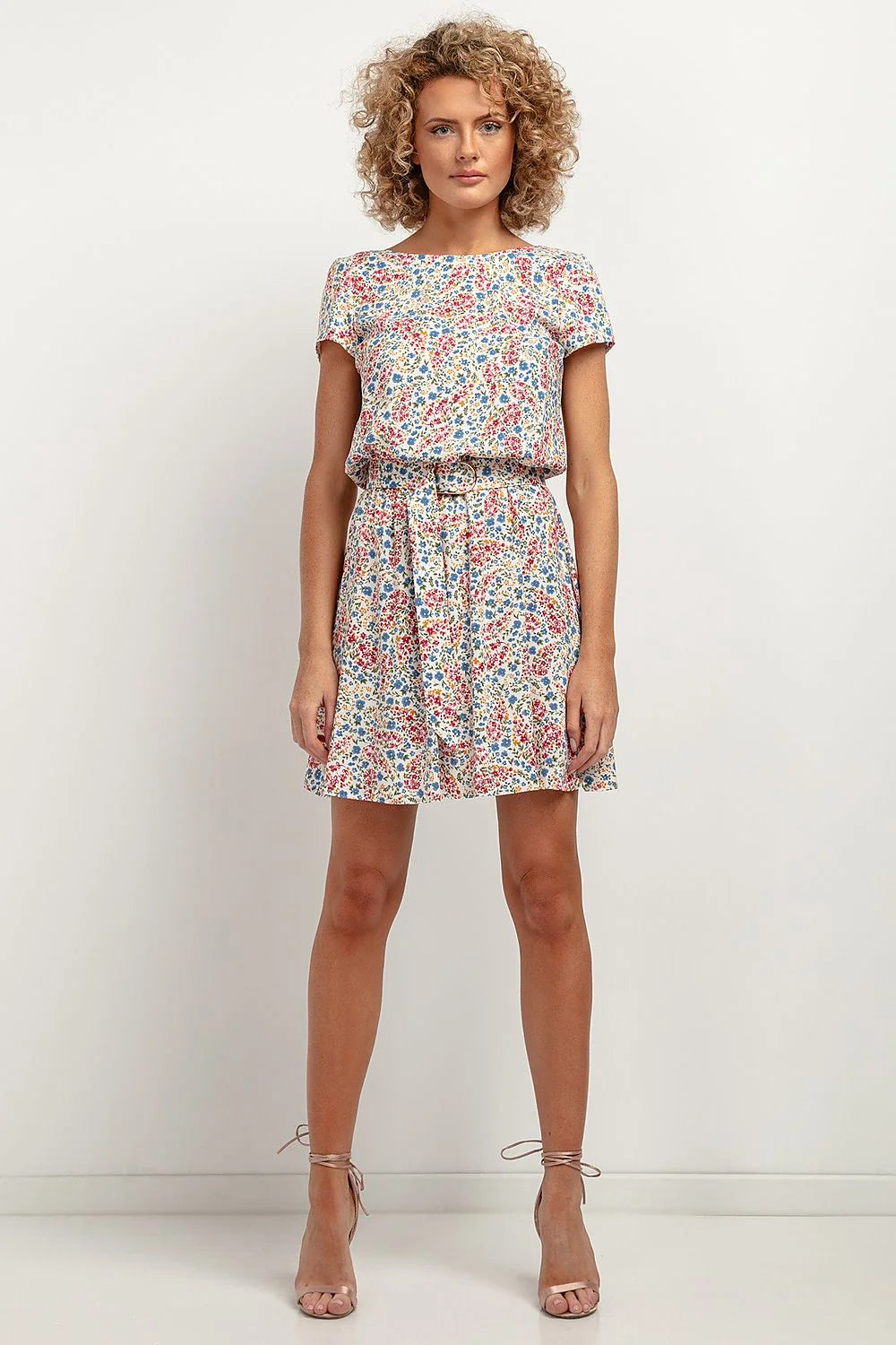 Robe de jour Tessita femme motifs floraux coupe ample ceinture dorée taille ajustable genou longueur viscosé 100%