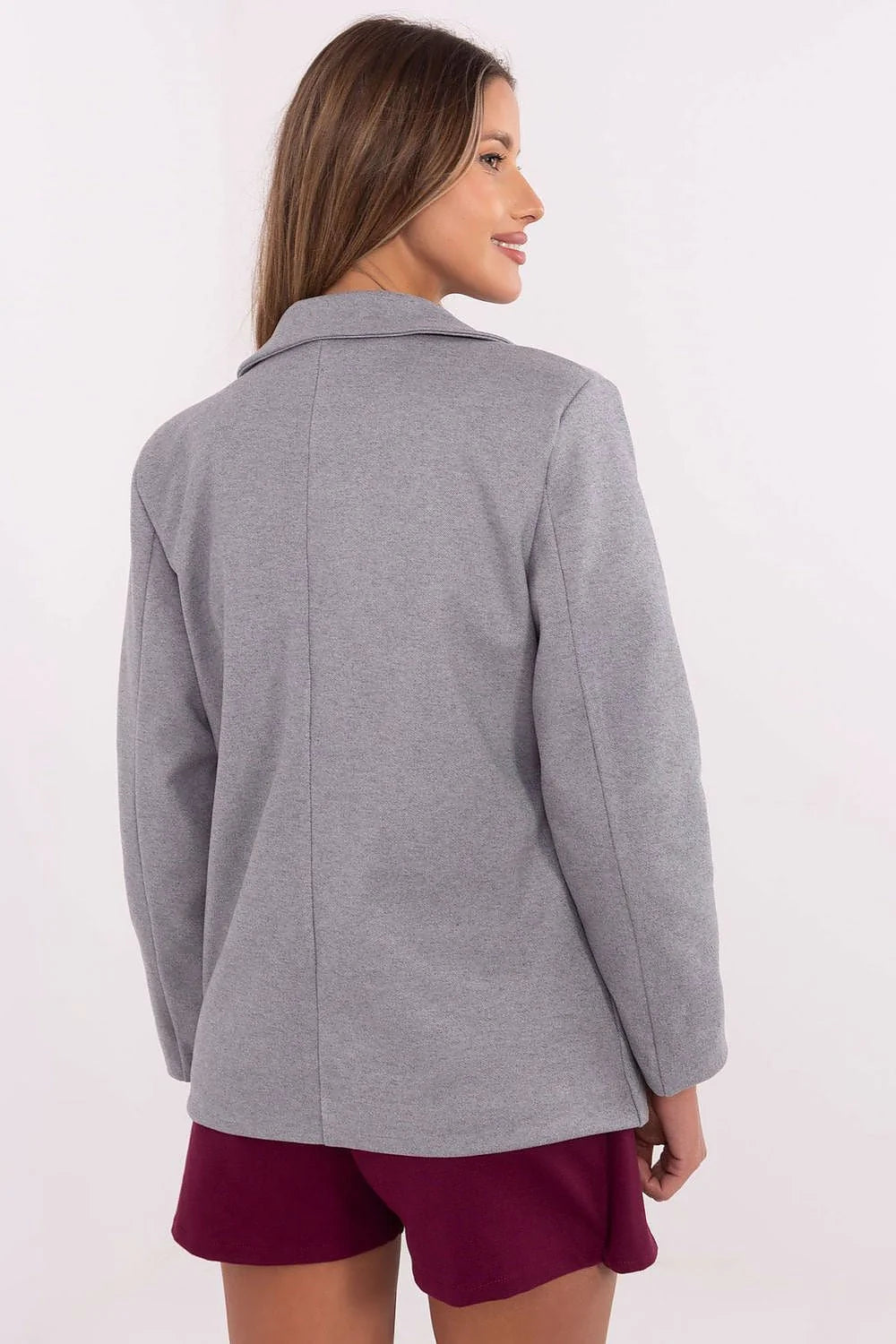 Veste blazer femme moderne design casual broches colorées coupe droite matelassée laine polyester manches longues