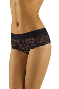 Culotte dentelle noire shorty élégant motifs floraux sexy transparence taille ajustable pour femmes modernes