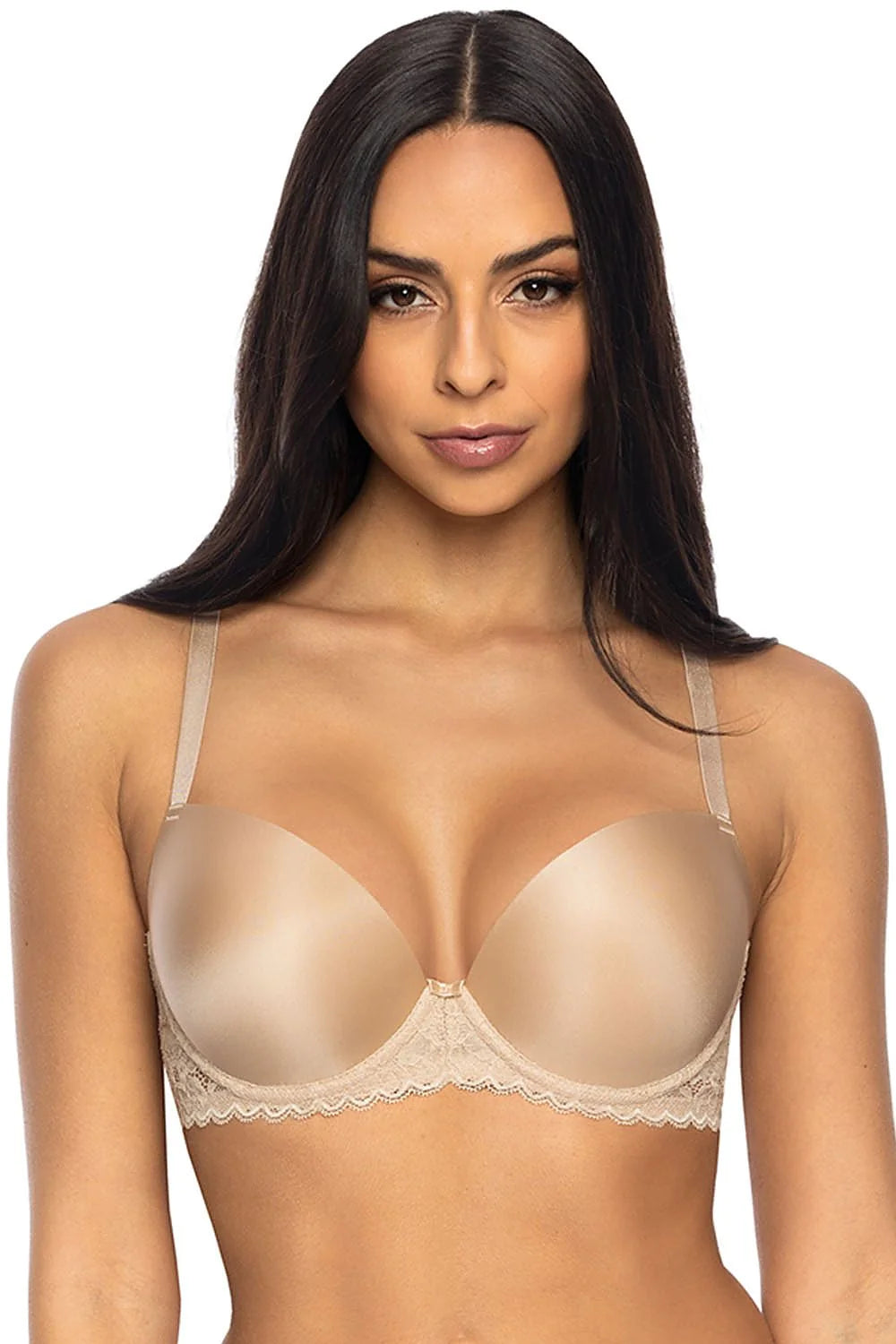 soutien gorge pushup microfibre nude bretelles ajustables dentelle moderne coupe épurée bonnets préformés rembourrés armatures galbant invisible satiné confortable femmes