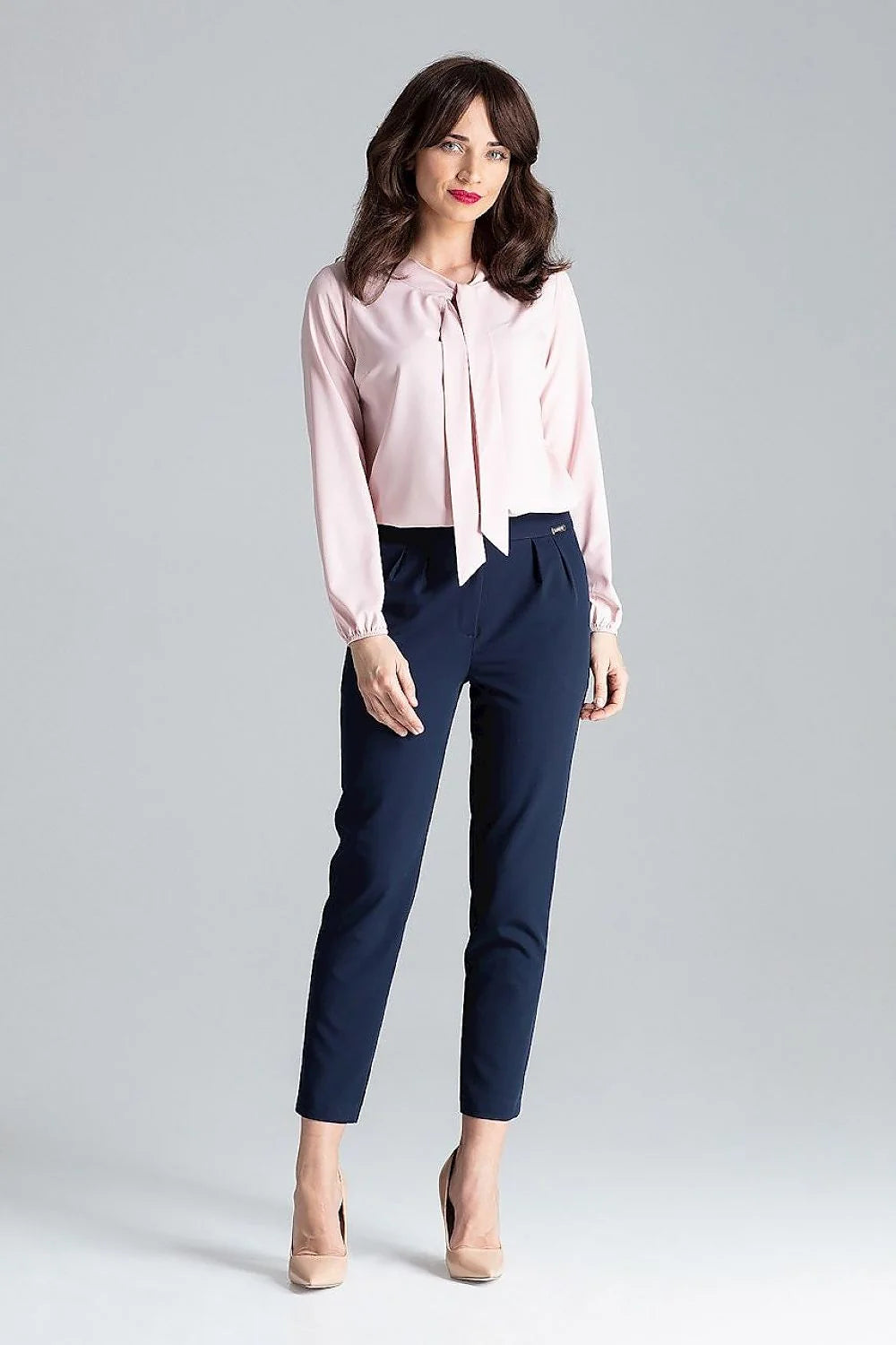 Pantalon femme cigarette 7/8 plis devant poches biais fermeture zip taille haute vert émeraude polyester viscose occasion professionnelle soirée