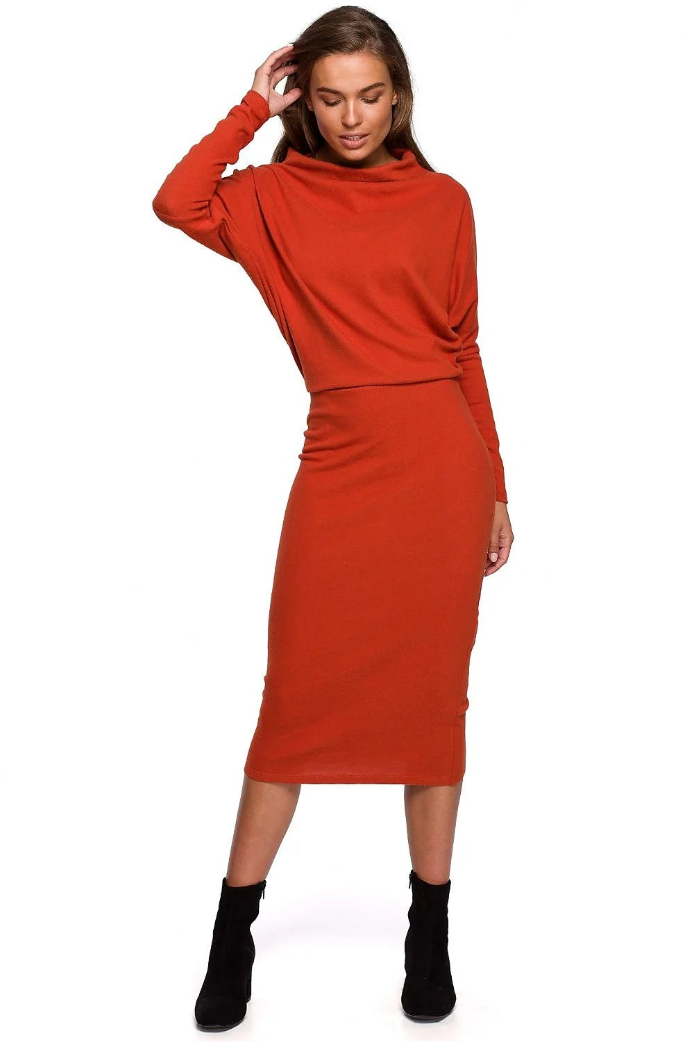 Robe élégante noire en coton manches chauve-souris coupe ajustée décontractée chic soirée quotidienne