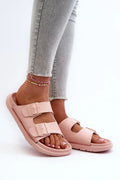 Sandales mules femmes style moderne double bride matériau synthétique rose pâle confort adhérence occasions estivales