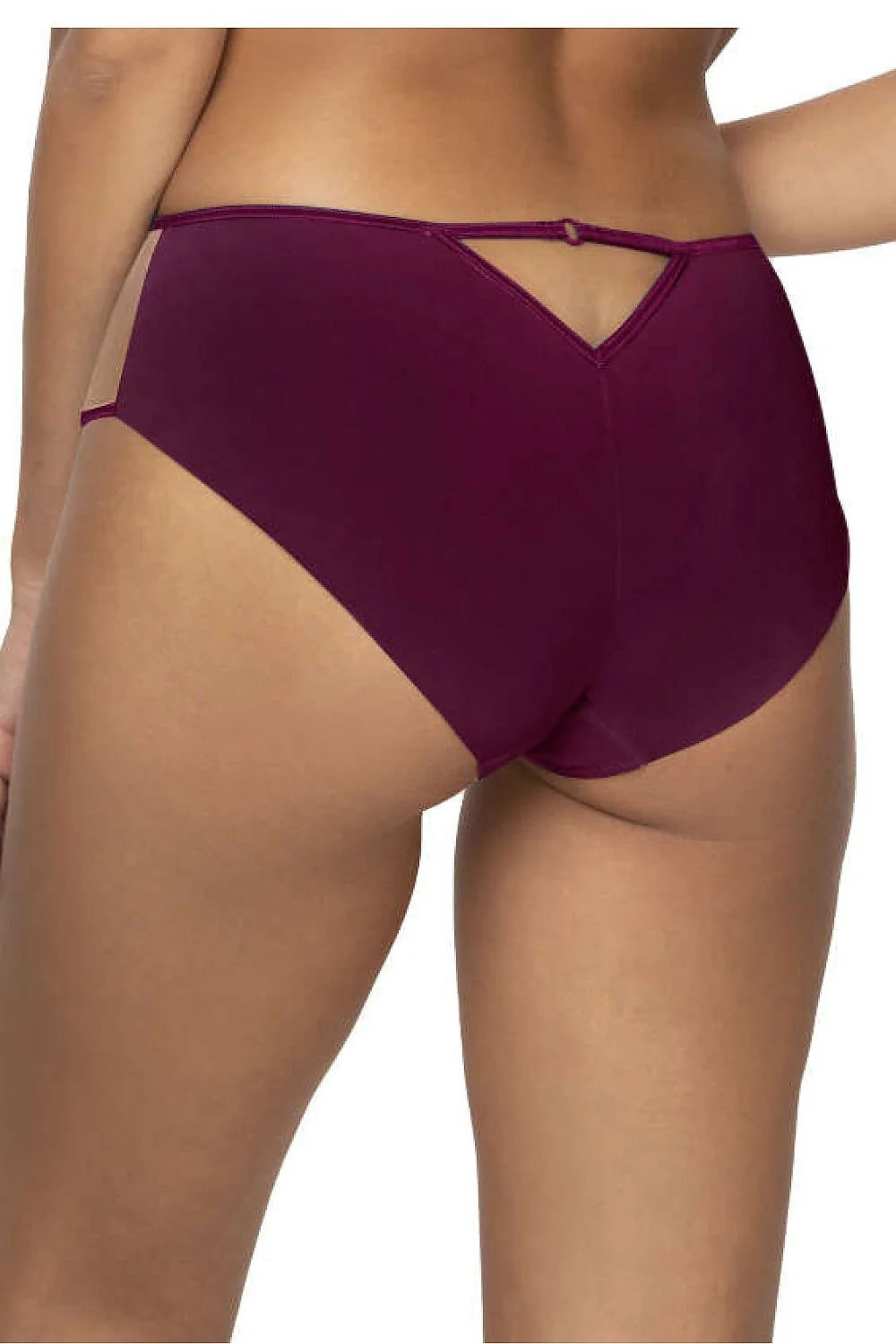 Culotte féminine élégante en dentelle beige et violet prune Maureen F-3808/51 Taille ajustable maintien confortable lingerie quotidienne et occasions spéciales femme