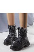 Bottes de neige pour femmes, design moderne urbain, cuir synthétique noir, fourrure intérieure, semelle épaisse, style polyvalent