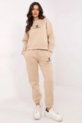 Ensemble de survêtement pour femme sweat-shirt pantalon joggers coton polyester style casual inscription Your Adventure beige confort