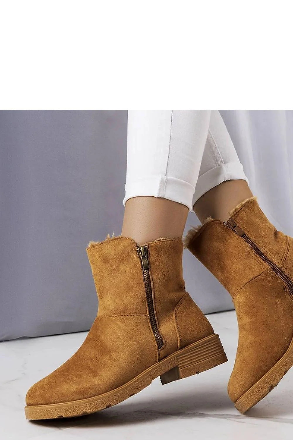 Bottes Solea style décontracté modernes couleur camel cuir écologique doublure fourrure mid-calf femmes automne hiver