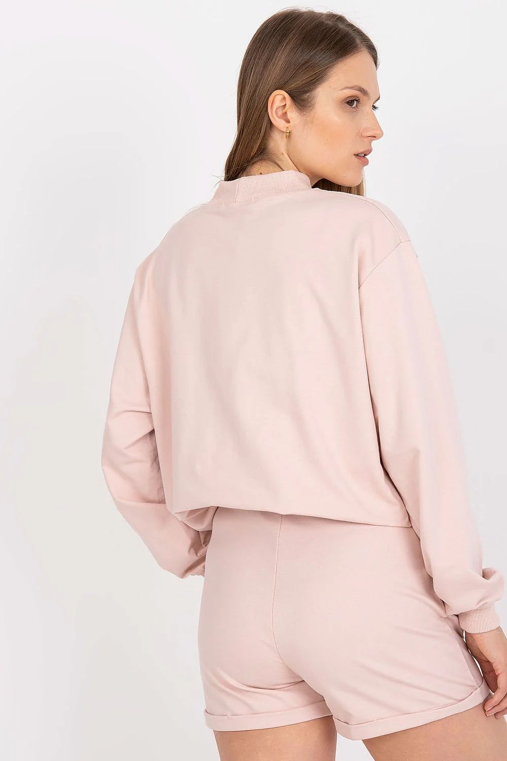 Ensemble décontracté femme été 2023 crop top short rose pâle coton élasthanne occasionnels