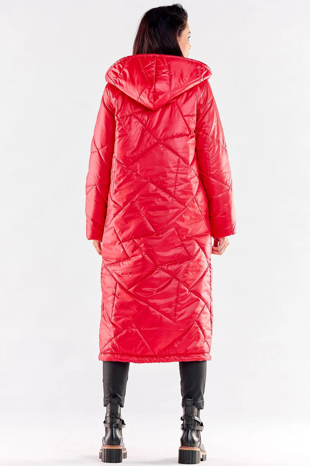 Manteau long pour femmes design moderne fonctionnel matelassé capuche intégrée couleur rouge vif polyester 100 % taille L/XL