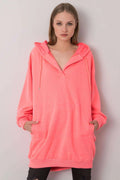 Sweatshirt à capuche pour femme moderne oversize couleur rose néon coton polyester poche kangourou style décontracté occasions multiples