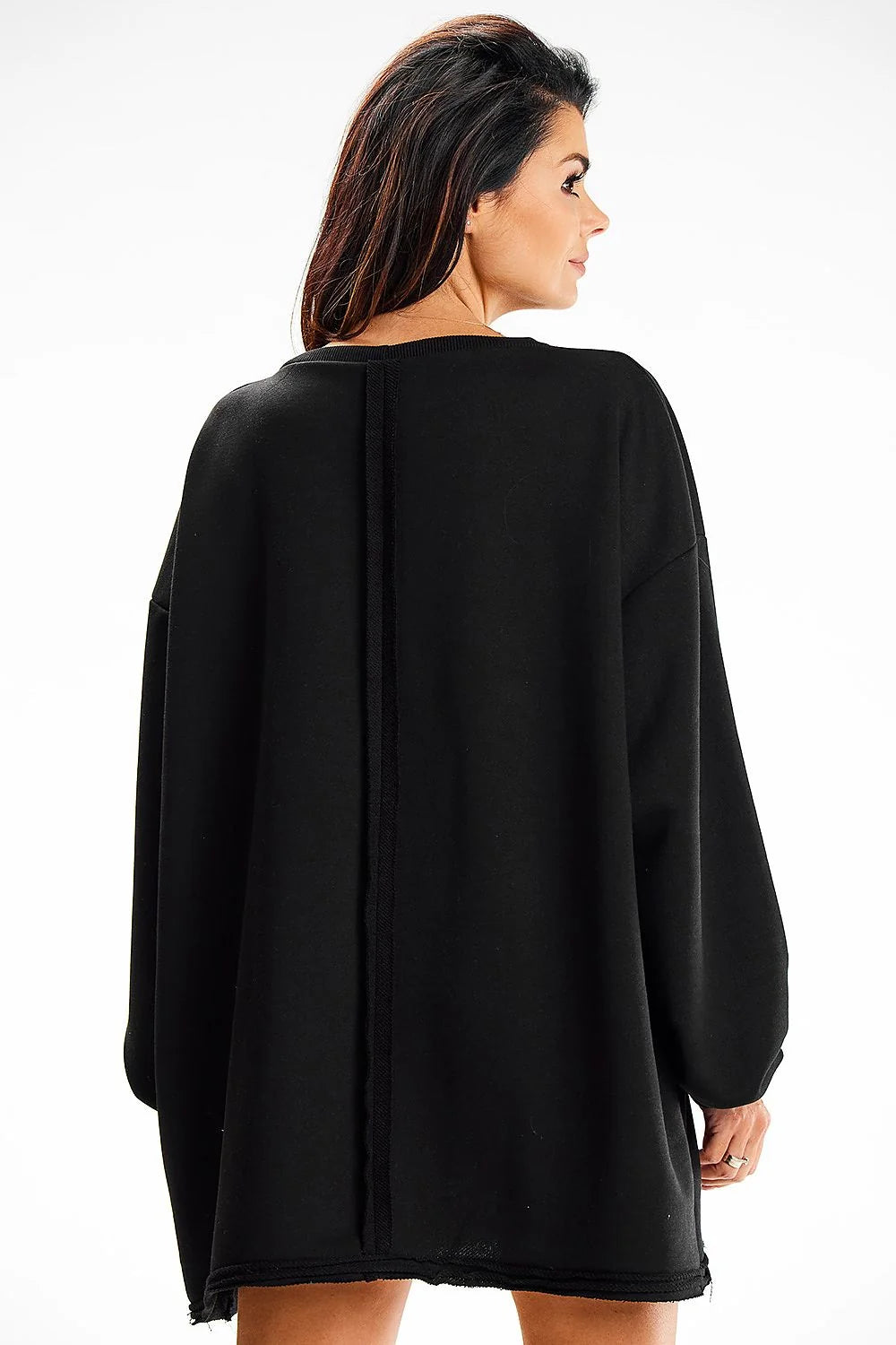 Sweatshirt Infinite You Oversized Black Casual Women's Robe Pull Longue Manches Élasthanne Coton Confortable Polyvalente Pologne