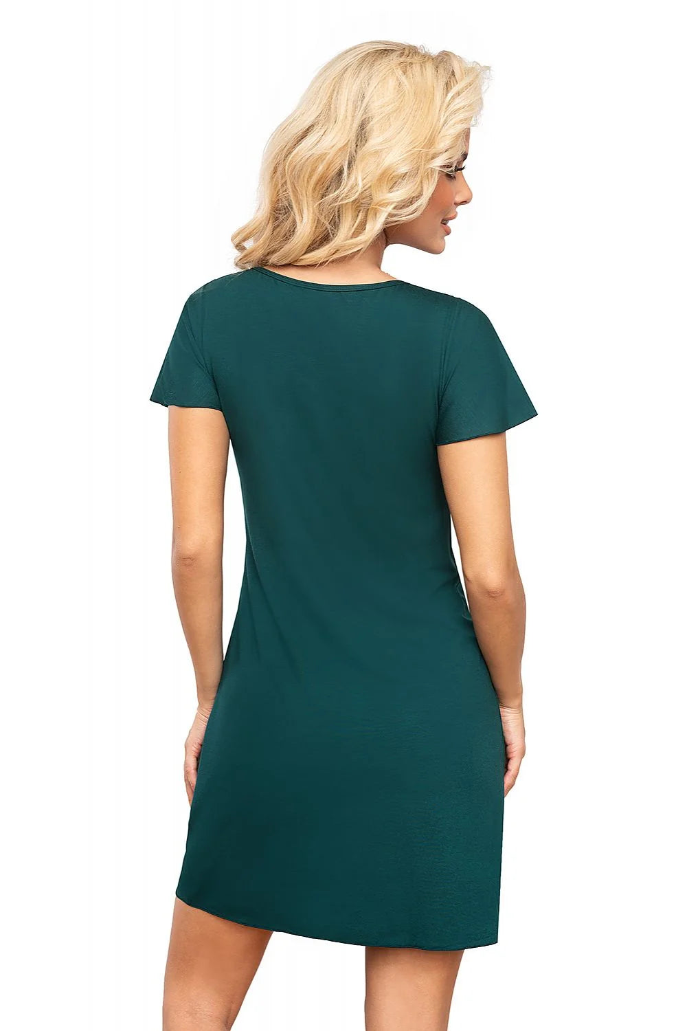Chemise de nuit élégante pour femme coupe droite en V dentelle vert émeraude sans fermeture